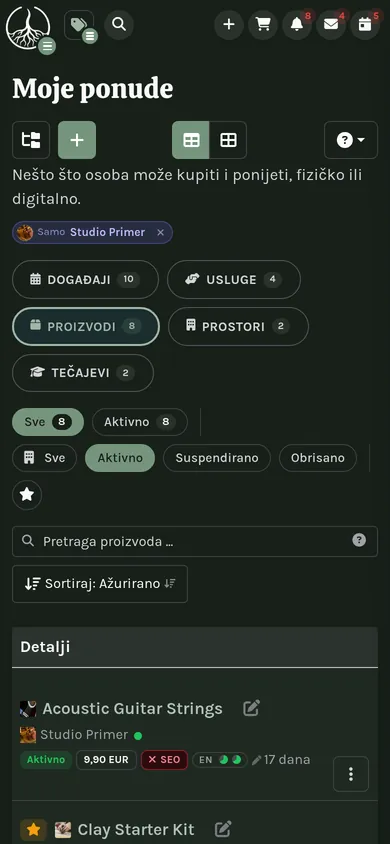 Ista stranica odjeljka Moje na telefonu: bočna traka sklopljena u ladicu.
