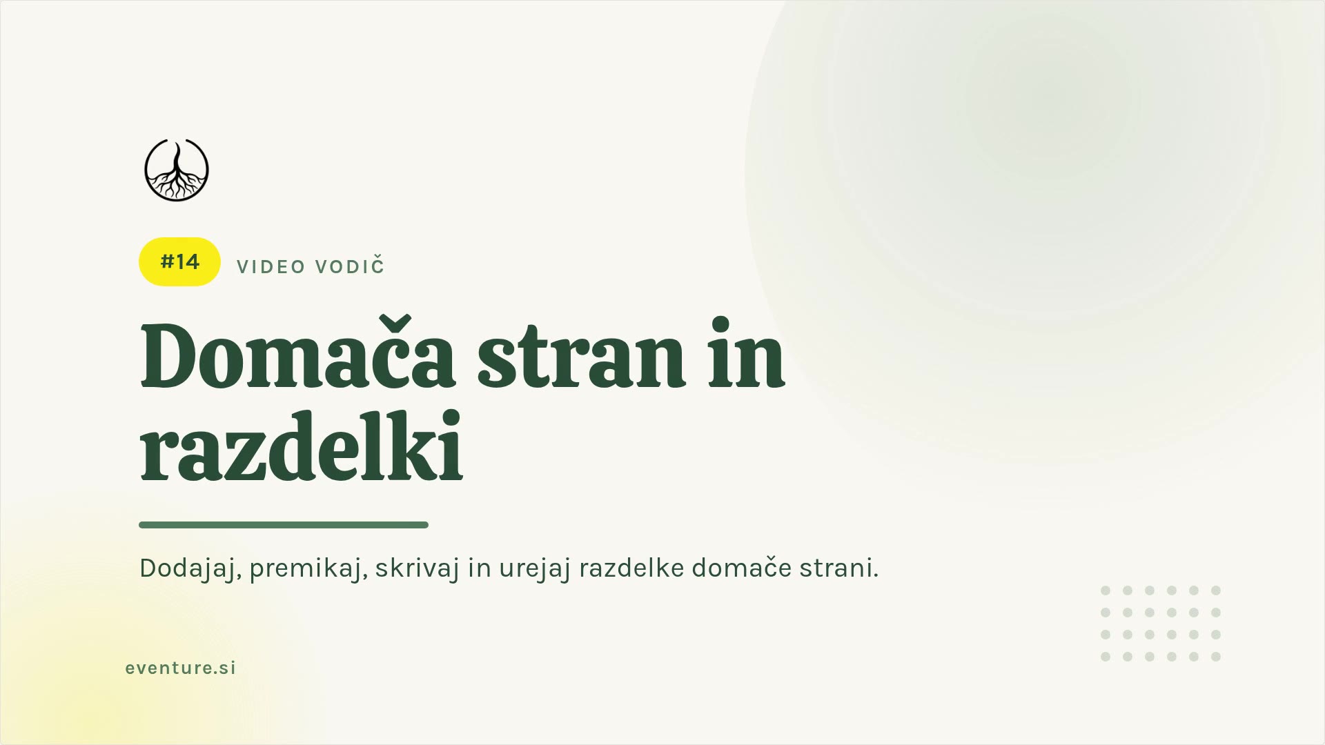 Početna stranica i odjeljci